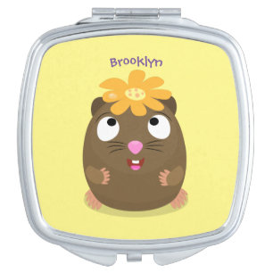 Cute guinea pig happy cartoon illustration compact mirror