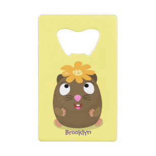 Cute guinea pig happy cartoon illustration credit card bottle opener