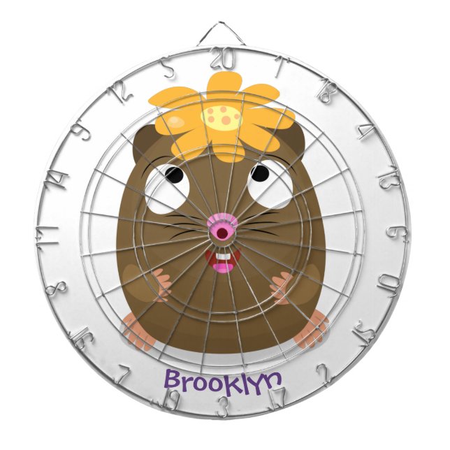 Cute guinea pig happy cartoon illustration dart board (Front)
