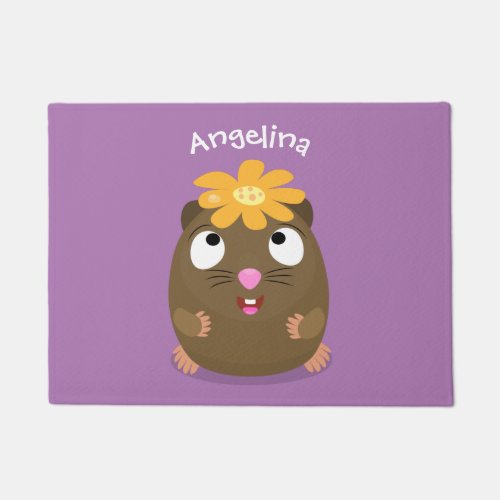 Cute guinea pig happy cartoon illustration doormat