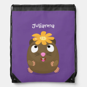 Cute guinea pig happy cartoon illustration drawstring bag