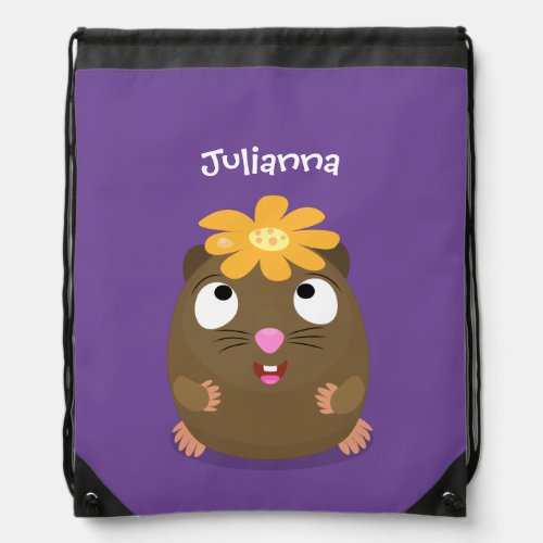 Cute guinea pig happy cartoon illustration drawstring bag