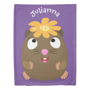 Cute guinea pig happy cartoon illustration duvet cover