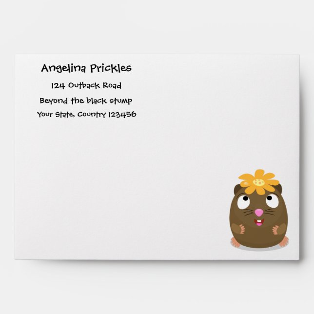 Cute guinea pig happy cartoon illustration envelope (Front)