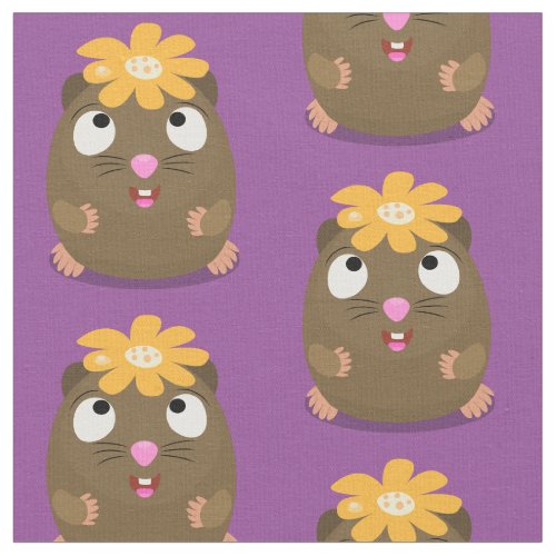 Cute guinea pig happy cartoon illustration fabric