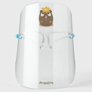 Cute guinea pig happy cartoon illustration face shield