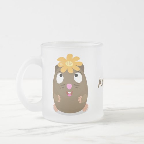 Cute guinea pig happy cartoon illustration frosted glass coffee mug