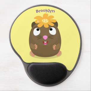 Cute guinea pig happy cartoon illustration gel mouse pad