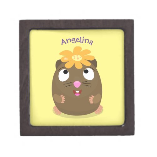 Cute guinea pig happy cartoon illustration gift box