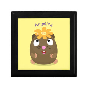 Cute guinea pig happy cartoon illustration gift box