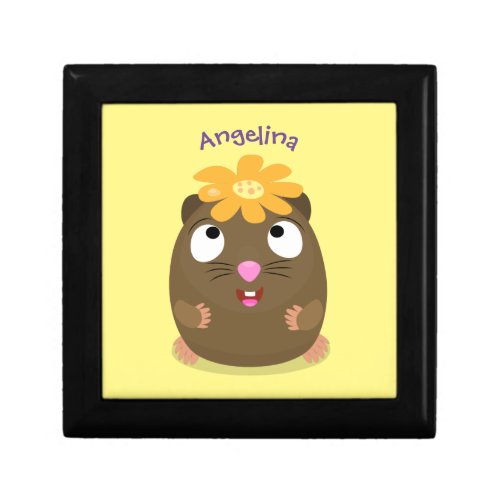Cute guinea pig happy cartoon illustration gift box