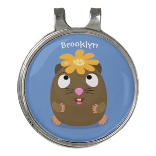 Cute guinea pig happy cartoon illustration golf hat clip