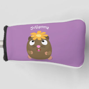 Cute guinea pig happy cartoon illustration golf head cover