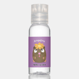 Cute guinea pig happy cartoon illustration hand sanitizer