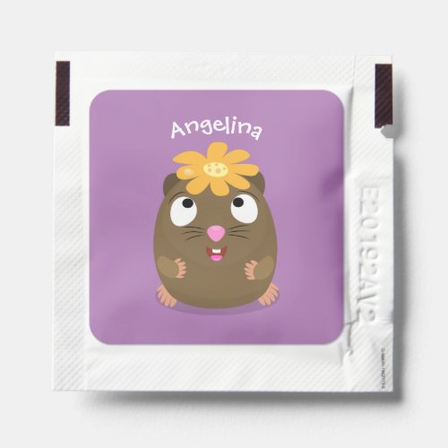 Cute guinea pig happy cartoon illustration hand sanitizer packet