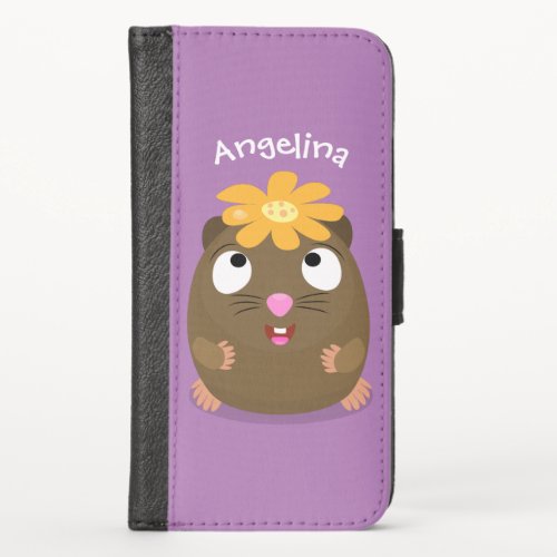 Cute guinea pig happy cartoon illustration iPhone x wallet case