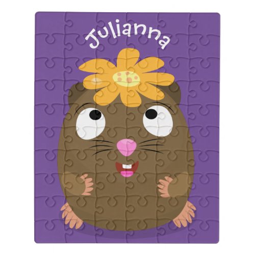 Cute guinea pig happy cartoon illustration jigsaw puzzle