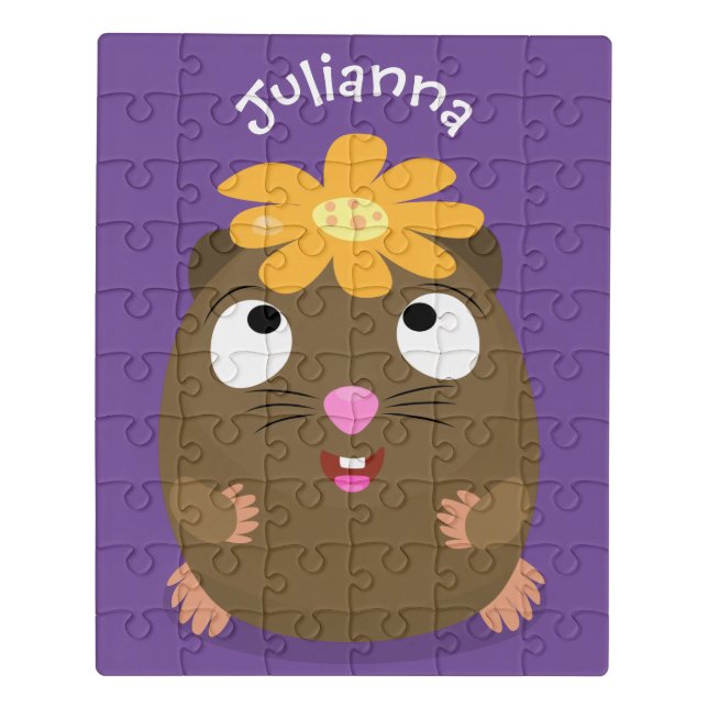 Cute guinea pig happy cartoon illustration jigsaw puzzle (Puzzle Vertical)