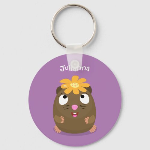 Cute guinea pig happy cartoon illustration keychain