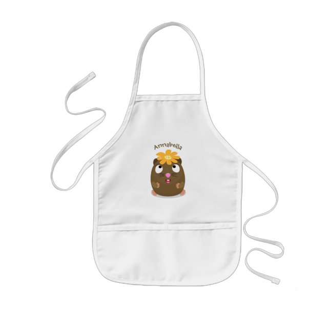 Cute guinea pig happy cartoon illustration kids' apron (Front)
