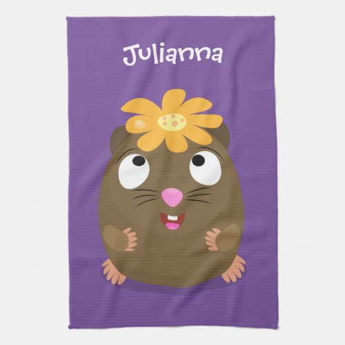 Cute guinea pig happy cartoon illustration kitchen towel