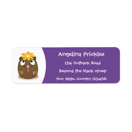 Cute guinea pig happy cartoon illustration label