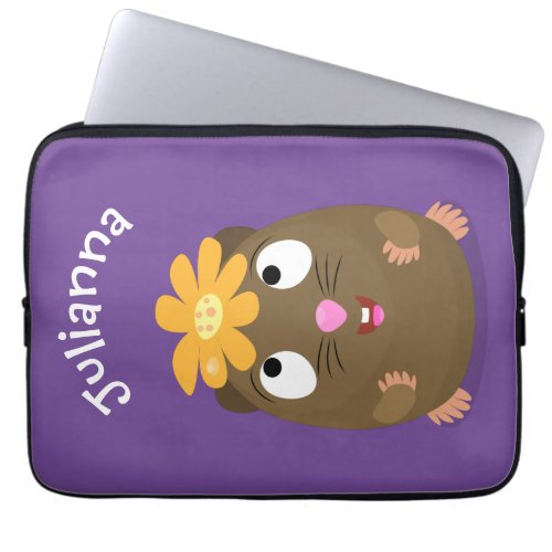 Cute guinea pig happy cartoon illustration laptop sleeve