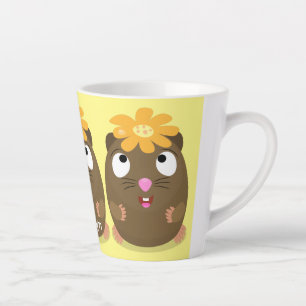 Cute guinea pig happy cartoon illustration latte mug