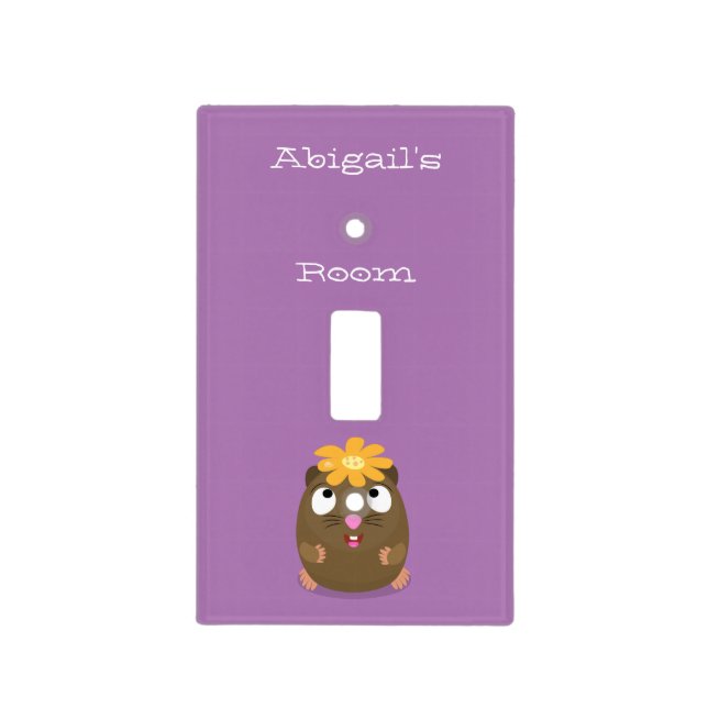 Cute guinea pig happy cartoon illustration light switch cover (Front)