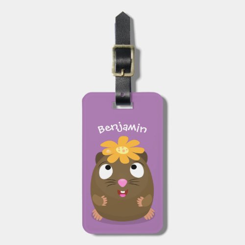 Cute guinea pig happy cartoon illustration luggage tag