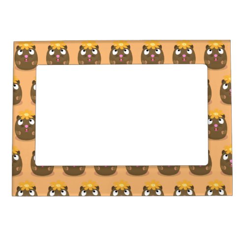 Cute guinea pig happy cartoon illustration magnetic frame