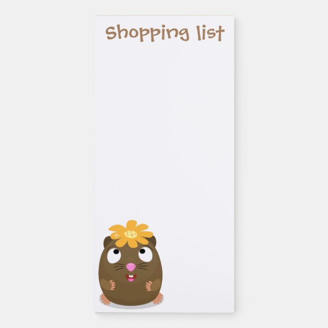 Cute guinea pig happy cartoon illustration magnetic notepad (Front)