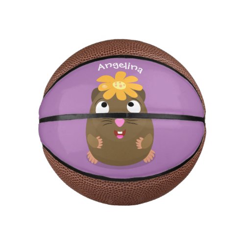 Cute guinea pig happy cartoon illustration mini basketball