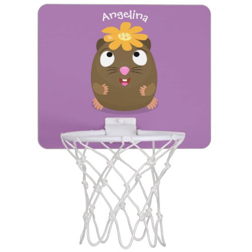 Cute guinea pig happy cartoon illustration mini basketball hoop
