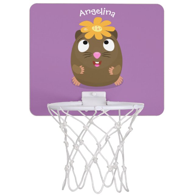 Cute guinea pig happy cartoon illustration mini basketball hoop (Front)