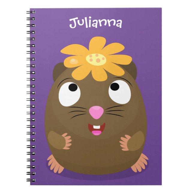 Cute guinea pig happy cartoon illustration notebook (Front)