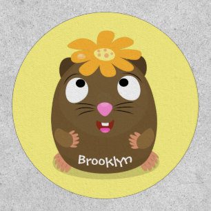 Cute guinea pig happy cartoon illustration patch