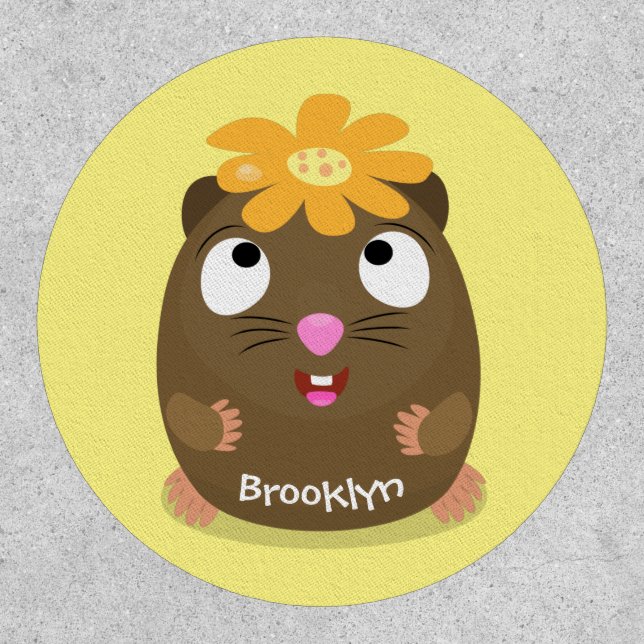 Cute guinea pig happy cartoon illustration patch (Front)