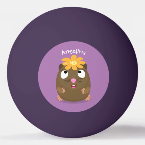 Cute guinea pig happy cartoon illustration ping pong ball