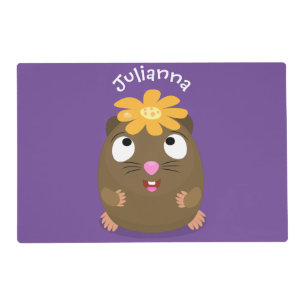 Cute guinea pig happy cartoon illustration placemat