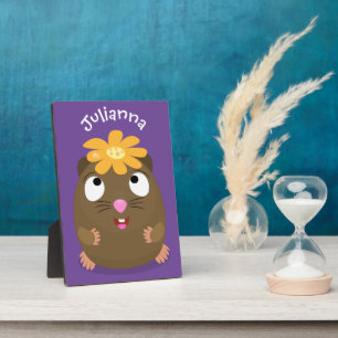 Cute guinea pig happy cartoon illustration plaque