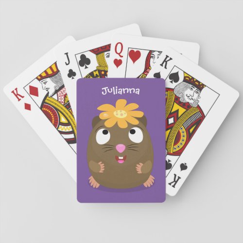 Cute guinea pig happy cartoon illustration playing cards