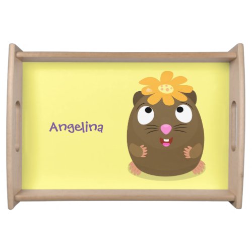 Cute guinea pig happy cartoon illustration serving tray