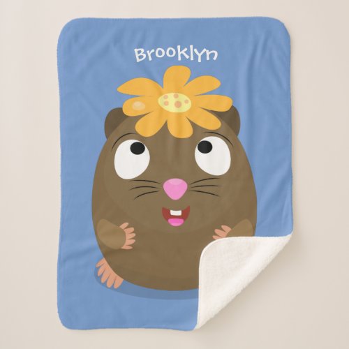 Cute guinea pig happy cartoon illustration  sherpa blanket