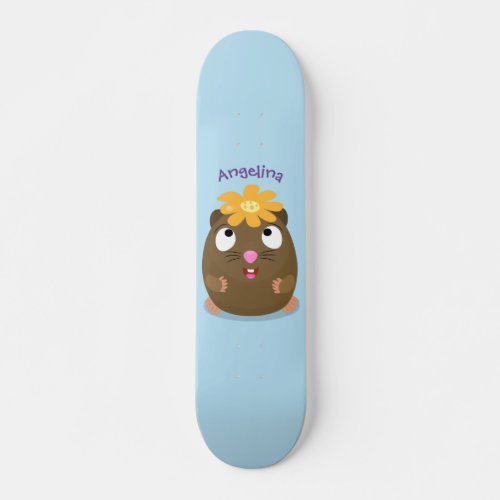 Cute guinea pig happy cartoon illustration skateboard