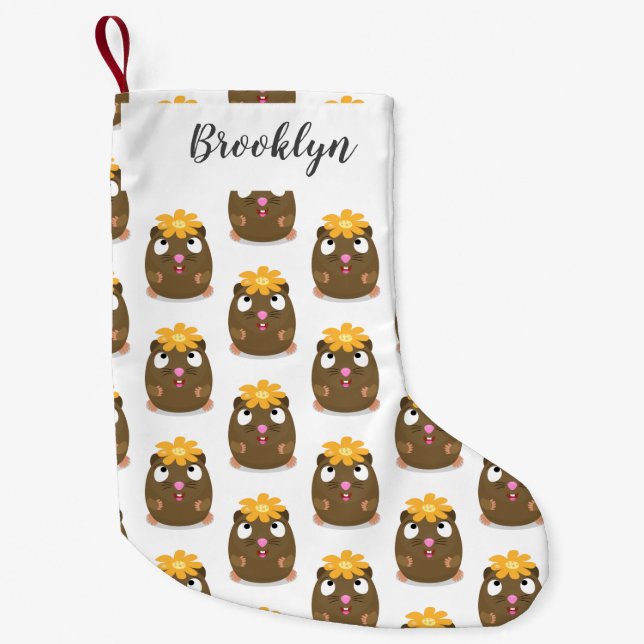 Cute guinea pig happy cartoon illustration small christmas stocking (Front)