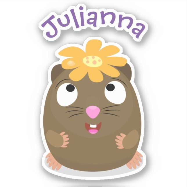 Cute guinea pig happy cartoon illustration sticker (Front)