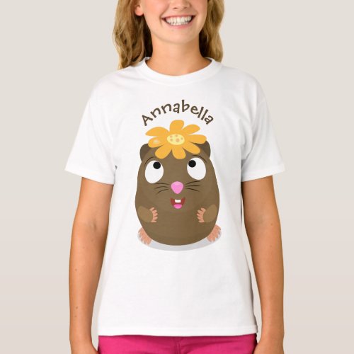 Cute guinea pig happy cartoon illustration T_Shirt