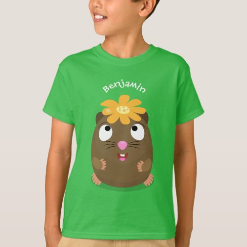 Cute guinea pig happy cartoon illustration T_Shirt