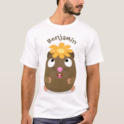 Cute guinea pig happy cartoon illustration T_Shirt